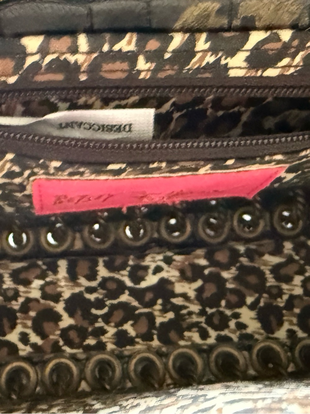 Betsy Johnson Black & Gold Studded Croc-Embossed Bulldog on the front - Picture 2 of 7